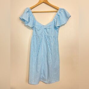 NWT LA Relaxed Blue & White Stripe Sundress Organic Cotton Linen